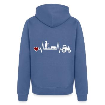 Farmer pigs piglet heartbeat for farmers - Unisex Premium Organic Zip Hoodie - stone blue - Back - Nico (187cm)