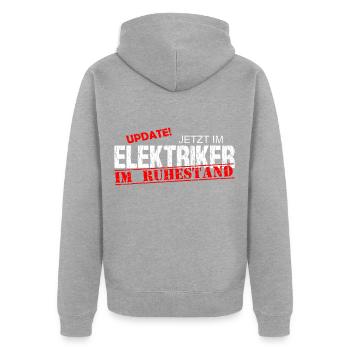 Elektriker im Ruhestand Spruch Verabschiedung - Unisex Premium Bio Zip Hoodie - Grau meliert - Hinten - Nico (187cm)