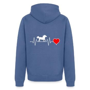 Battement de cœur de cheval à sang froid Noriker - Veste à capuche bio Premium Unisexe - bleu pigeon - Dos - Nico (187cm)