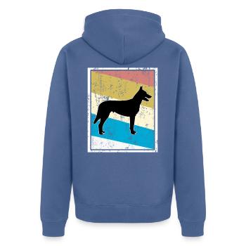 Hollandse Herder Hunde Vintage Retro - Unisex Premium Bio Zip Hoodie - Taubenblau - Hinten - Nico (187cm)