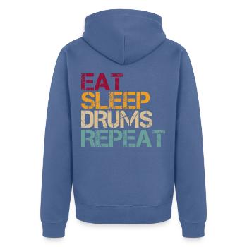 Drum Eat Sleep Repeat Retro Funny Saying - Unisex Premium Organic Zip Hoodie - stone blue - Back - Nico (187cm)