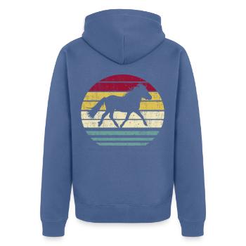 Cheval poney Shetland Silhouette rétro poney Shetland - Veste à capuche bio Premium Unisexe - bleu pigeon - Dos - Nico (187cm)