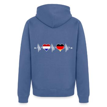 Pays-Bas Hollande Allemagne Herzschlag Flagge - Veste à capuche bio Premium Unisexe - bleu pigeon - Dos - Nico (187cm)