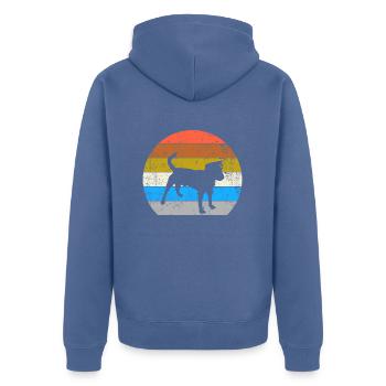 Parson Russell Terrier retro vintage silhouette - Unisex Premium Organic Zip Hoodie - stone blue - Back - Nico (187cm)