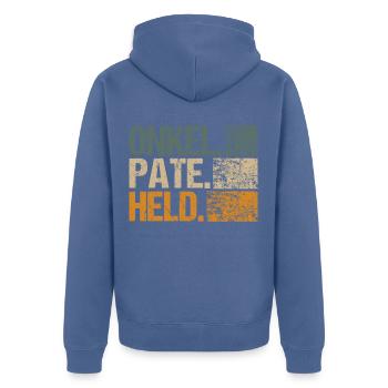 Uncle Godfather Godfather Godfather Baptism Retro saying - Unisex Premium Organic Zip Hoodie - stone blue - Back - Nico (187cm)