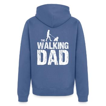 Bichon Frize The Walking Dad for dog owners - Unisex Premium Organic Zip Hoodie - stone blue - Back - Nico (187cm)