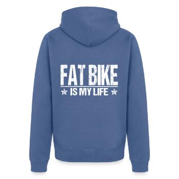 Fatbike Fahrrad ist mein Leben Spruch - Unisex Premium Bio Zip Hoodie - Taubenblau - Hinten - Nico (187cm)