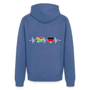 Afrique du Sud Allemagne RSA Flagge Herz Herzschlag - Veste à capuche bio Premium Unisexe - bleu pigeon - Dos - Nico (187cm)
