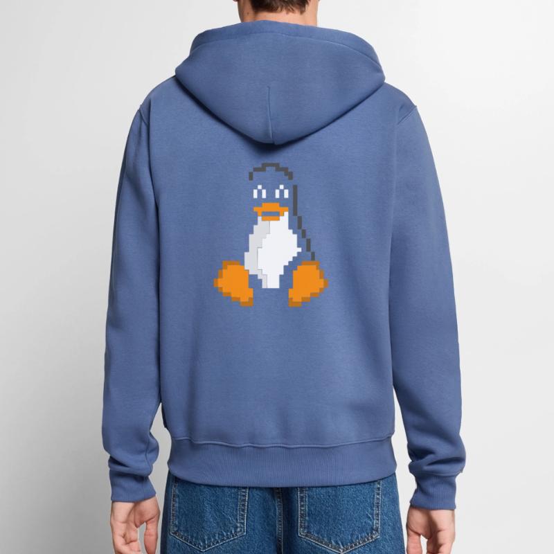 Linux Penguin Pixel Art Sys Admins Computer Hacker Veste à capuche bio Premium Unisexe