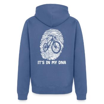 VTT homme VTT ADN disant pour les retraités - Veste à capuche bio Premium Unisexe - bleu pigeon - Dos - Nico (187cm)