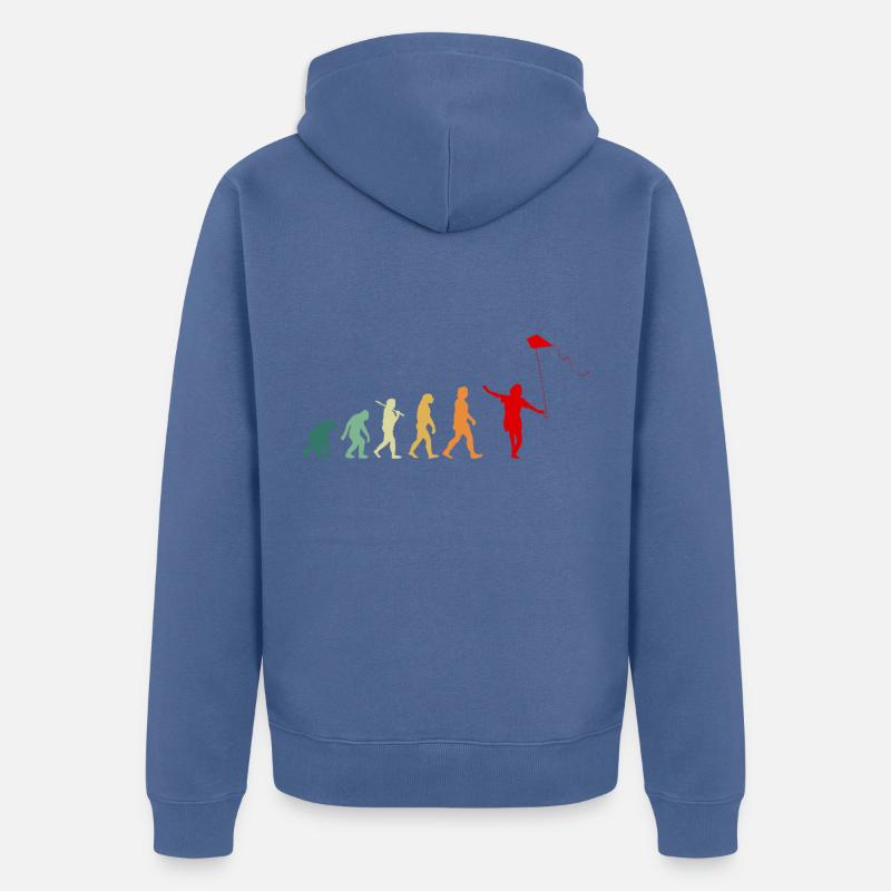 Drachensteigen Drachen steigen Evolution Retro - Unisex Premium Bio Zip Hoodie - Taubenblau