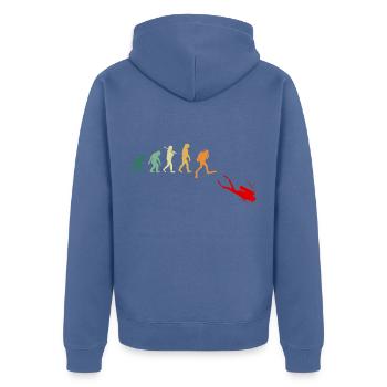 Scuba diving diving evolution retro funny - Unisex Premium Organic Zip Hoodie - stone blue - Back - Nico (187cm)