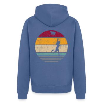 Drachensteigen Drachen steigen Retro Vintage - Unisex Premium Bio Zip Hoodie - Taubenblau - Hinten - Nico (187cm)