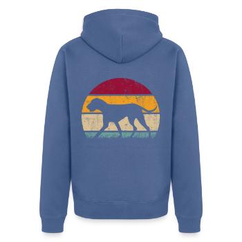 Silhouette rétro de race de chien hongrois Vizsla - Veste à capuche bio Premium Unisexe - bleu pigeon - Dos - Nico (187cm)