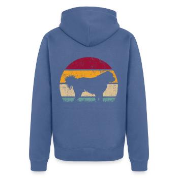 Do Khyi Tibetan Mastiff silhouette rétro vintage - Veste à capuche bio Premium Unisexe - bleu pigeon - Dos - Nico (187cm)