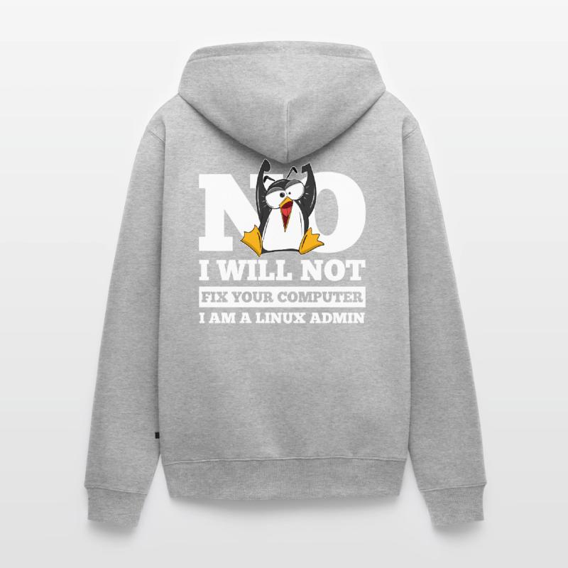 Linux SysAdmin Hacker Coder Penguin Computer Fix Unisex Premium Organic Zip Hoodie