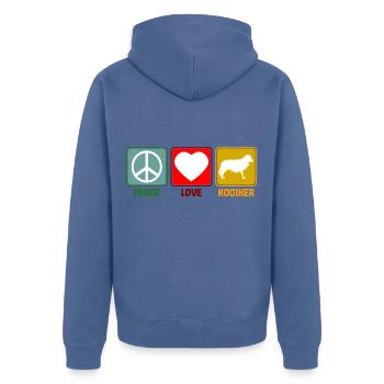Cooïiker cooïiker Peace Love Proverbe Rétro - Veste à capuche bio Premium Unisexe - bleu pigeon - Dos - Nico (187cm)