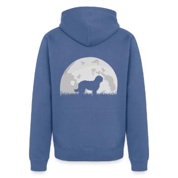 Bearded Collie Vollmond Mond Silhouette - Unisex Premium Bio Zip Hoodie - Taubenblau - Hinten - Nico (187cm)