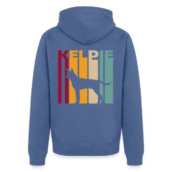Australian Kelpie Bergerhund Retro Silhouette - Veste à capuche bio Premium Unisexe - bleu pigeon - Dos - Nico (187cm)