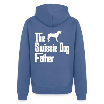 Grand chien de montagne suisse chiens père papa - Veste à capuche bio Premium Unisexe - bleu pigeon - Dos - Nico (187cm)