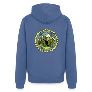 Retro Mountainbike MTB Kranz für Mountainbike Fans - Unisex Premium Bio Zip Hoodie - Taubenblau - Hinten - Nico (187cm)