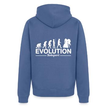 Bobsleigh Bobsleigh Evolution Lustig - Unisex Premium Organic Zip Hoodie - stone blue - Back - Nico (187cm)