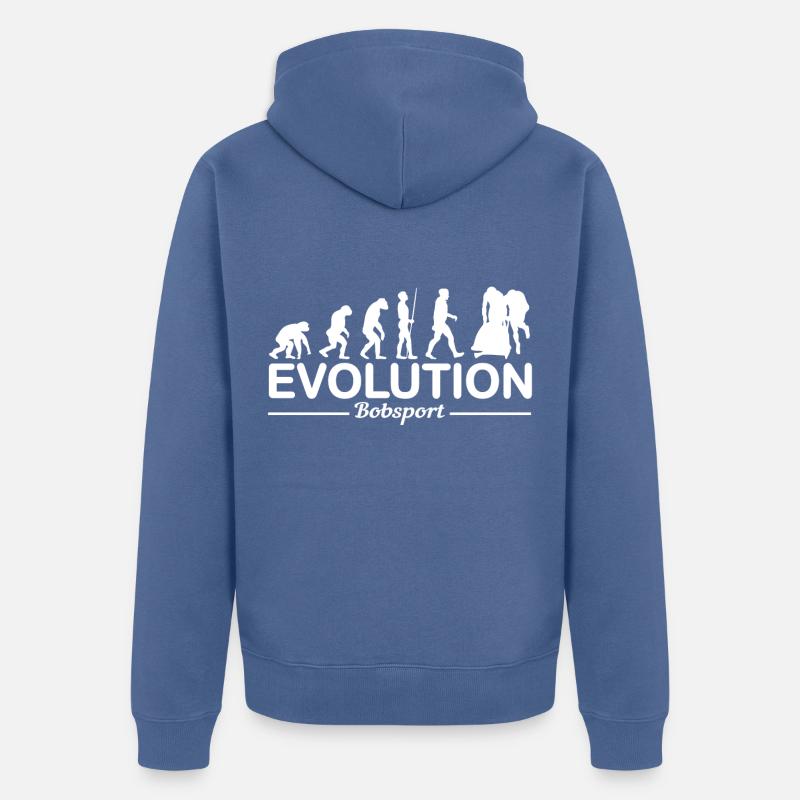 Bobfahren Bobsport Evolution Lustig - Unisex Premium Bio Zip Hoodie - Taubenblau