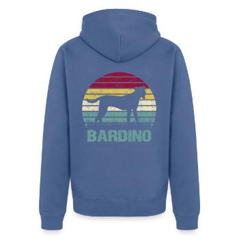 Bardino Majorero Retro Style Silhouette Stripes - Unisex Premium Organic Zip Hoodie - stone blue - Back - Nico (187cm)