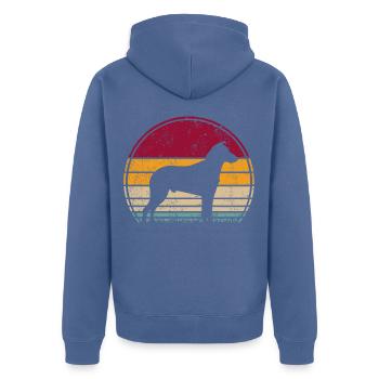 Kurzhaarcollie Kurzhaar Collie Retro Silhouette - Unisex Premium Bio Zip Hoodie - Taubenblau - Hinten - Nico (187cm)