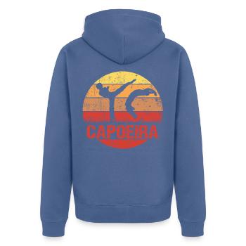 Capoeira art martial lever du soleil silhouette - Veste à capuche bio Premium Unisexe - bleu pigeon - Dos - Nico (187cm)