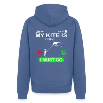 Drachensteigen Drachen Steigen ruft an Spruch - Unisex Premium Bio Zip Hoodie - Taubenblau - Hinten - Nico (187cm)