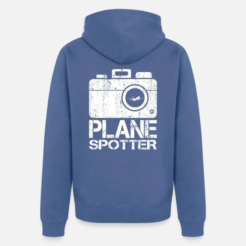 Plane Spotter Avions Regarder caméra - Veste à capuche bio Premium Unisexe - bleu pigeon