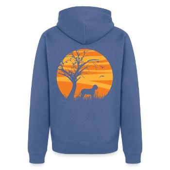 Lagotto Romagnolo sunrise silhouette - Unisex Premium Organic Zip Hoodie - stone blue - Back - Nico (187cm)