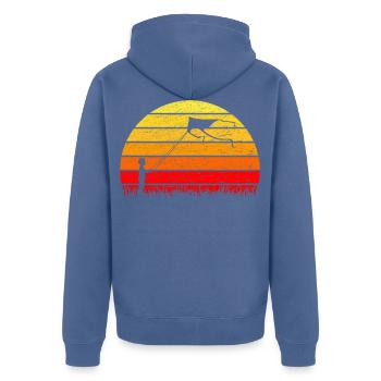 Drachensteigen Drachen Steigen Sonnenaufgang - Unisex Premium Bio Zip Hoodie - Taubenblau - Hinten - Nico (187cm)