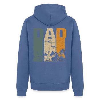 Parachutisme Papa Papa Retro - Veste à capuche bio Premium Unisexe - bleu pigeon - Dos - Nico (187cm)