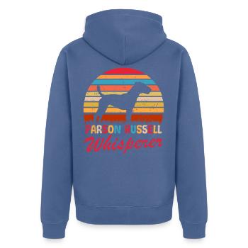 Parson Russell Terrier Whisperer - Unisex Premium Organic Zip Hoodie - stone blue - Back - Nico (187cm)