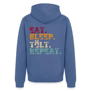 Tölter Eat Sleep Tölt - Unisex Premium Bio Zip Hoodie - Taubenblau - Hinten - Nico (187cm)