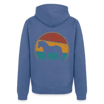 Fjord horse Fjord pony Retro Vintage - Unisex Premium Organic Zip Hoodie - stone blue - Back - Nico (187cm)