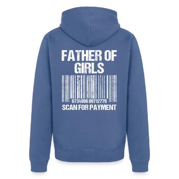 Dad 2 Father of Two Daughters Children - Unisex Premium Organic Zip Hoodie - stone blue - Back - Nico (187cm)