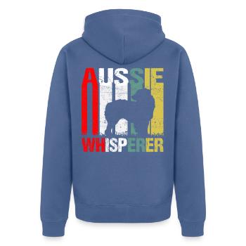 Aussie Whisperer Vintage - Unisex Premium Organic Zip Hoodie - stone blue - Back - Nico (187cm)
