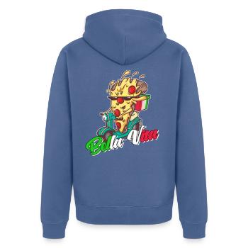 Italien La Bella Vita Pizza Stück auf Scooter für - Unisex Premium Bio Zip Hoodie - Taubenblau - Hinten - Nico (187cm)