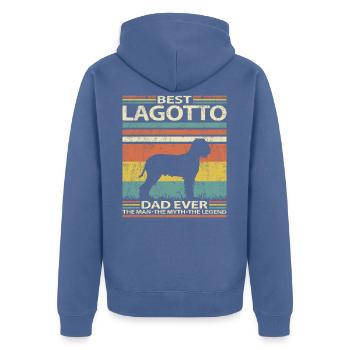 Lagotto Romagnolo Best Dad Ever Saying - Unisex Premium Organic Zip Hoodie - stone blue - Back - Nico (187cm)