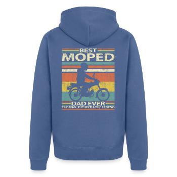 Moped S51 Best Dad Ever - Unisex Premium Bio Zip Hoodie - Taubenblau - Hinten - Nico (187cm)
