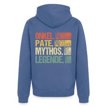 Onkel Pate Mytho Legende - Unisex Premium Bio Zip Hoodie - Taubenblau - Hinten - Nico (187cm)
