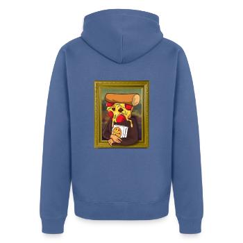 Die Pizza Mona Lisa lustiges Künstler und Pizza - Unisex Premium Bio Zip Hoodie - Taubenblau - Hinten - Nico (187cm)