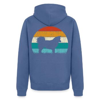 Islandhund Vintage Retro - Unisex Premium Bio Zip Hoodie - Taubenblau - Hinten - Nico (187cm)