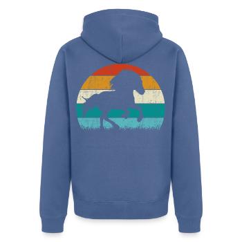 Islandpferd Tölt Retro Vintage - Veste à capuche bio Premium Unisexe - bleu pigeon - Dos - Nico (187cm)