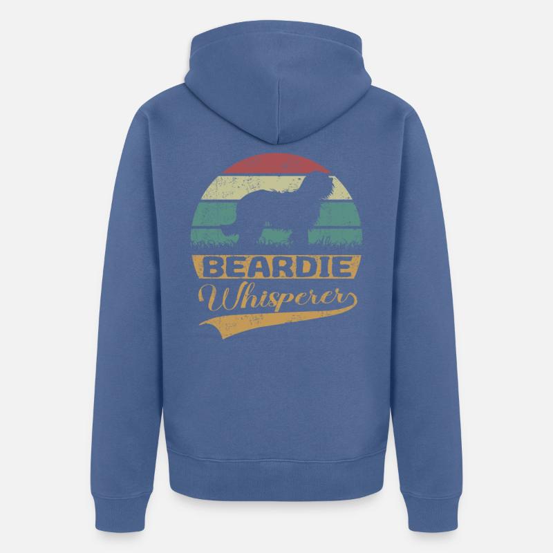 Bearded Collie Beardie Flüsterer - Unisex Premium Bio Zip Hoodie - Taubenblau