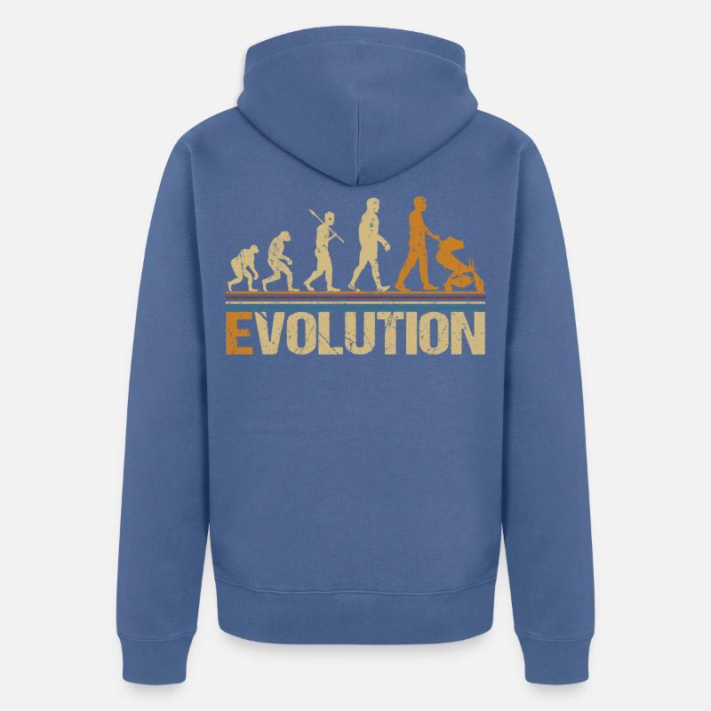 Papa père avec poussette évolution - Veste à capuche bio Premium Unisexe - bleu pigeon