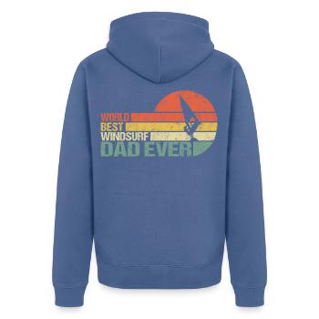 Windsurfen Windsurfer Beste Papa Dad Spruch Retro - Unisex Premium Bio Zip Hoodie - Taubenblau - Hinten - Nico (187cm)